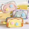 Cute Large Capacity Pencil Case for Kids Girl Jelly Color Five Point Star Stationery Organizer Portable Pen Bag Back To School