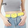 Women Belt Multi Holes Adjustable Length Square Buckle Faux Leather Waistband Jeans Dress Coats Candy Color Belt