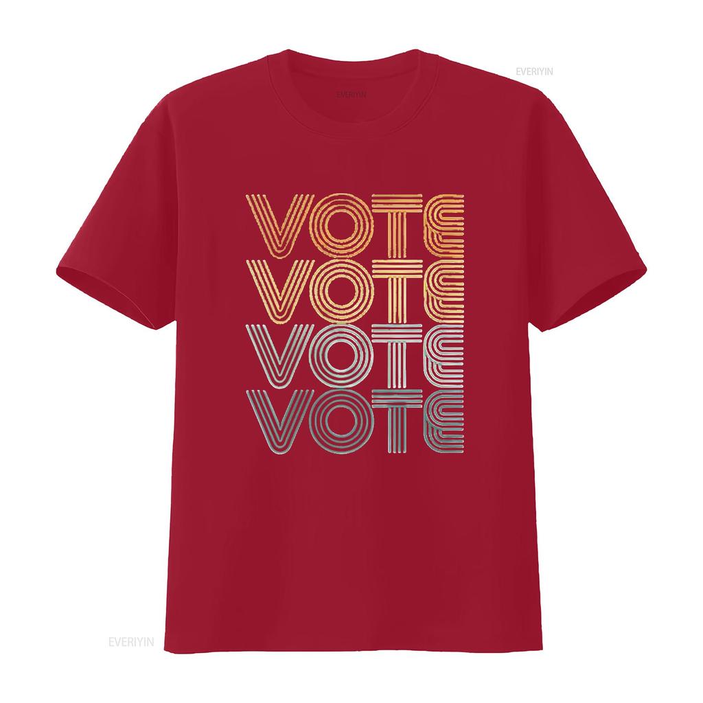 Mens Retro Vote Vintage Colors Round Neck T Shirt Black 4X Large vintage Washed homme streetwear Comfortable Soft Versatile