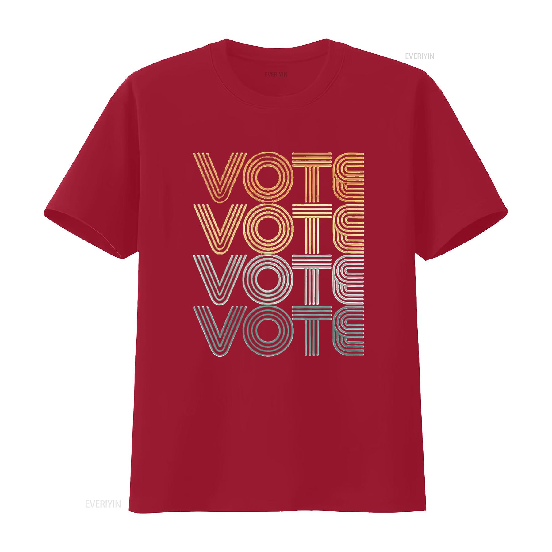 

Mens Retro Vote Vintage Colors Round Neck T Shirt Black 4X Large vintage Washed homme streetwear Comfortable Soft Versatile S