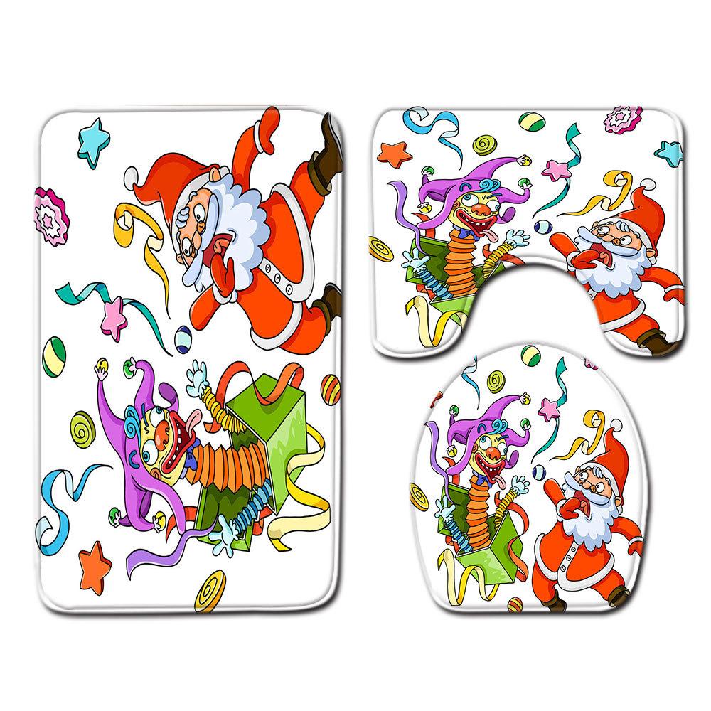 Christmas Bathroom Floor Mat Toilet Three-Piece Set