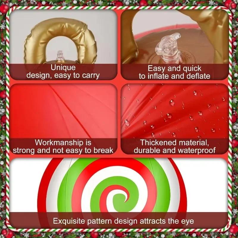 1-5PC Inflatable Christmas Candy Ball Outdoor Lawn Garden Decoration Holiday Ornament Fun Party Prop Festive Scene Display Decor