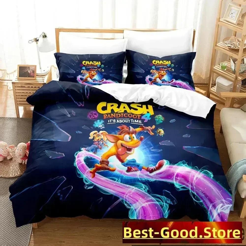 3D Print Crash Bandicoot Game Bedding Set Duvet Cover Sheet Printed Bed Set Pillowcase Full Queen King Size Comforter Bedroom