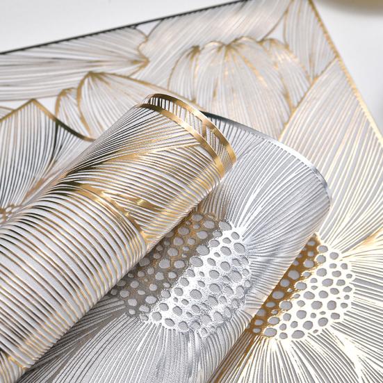 PVC Placemats Creative Hollow Square Flower Coaster for Table Protection Heat Resistant Wear-Resistant Dining Mat Versatile Home Decor