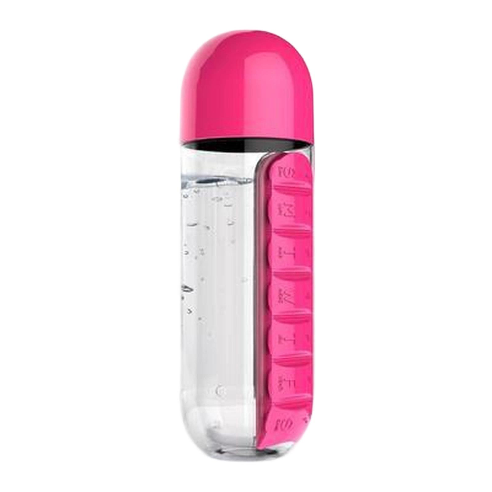 

2 in 1 Water Bottle with Weekly Box Organizer Outdoor Capsule Shape Large Capacity Portable Cup one size