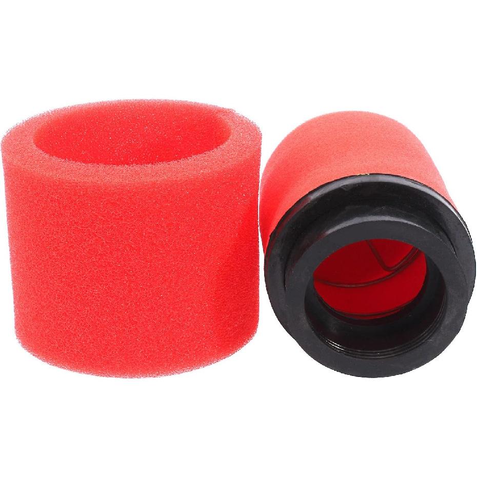 2Pcs 44mm 45mm 1.77inch Red Double Foam Pod Performance Filter for 50cc-90cc 110cc 125cc 140cc 150cc 200cc 250cc GY6 ATV Scooter Quad Go Kart Moped