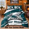 Philadelphia Eagles Pattern Bedding 3Pcs Set Custom Name, Bed Sheet And Pillowcases For Home Bedroom