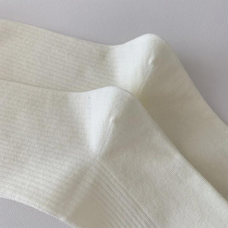 Fashion Girls Lolita Kawaii Cute Middle Tube Socks Sox Sweet Solid Color Black White Gray Long Socks Ruffle Socks Women