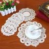 Kitchen Table Accessory Embroidered Flower Placemat, Round Floral Coaster Heat Resistant Durable Fabric Placemat Protector Mat for Dining Cup