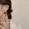 Style French Style Square Ear Buckle Small Huggie Earrings Wine Red Earrings Women Hoop Earrings