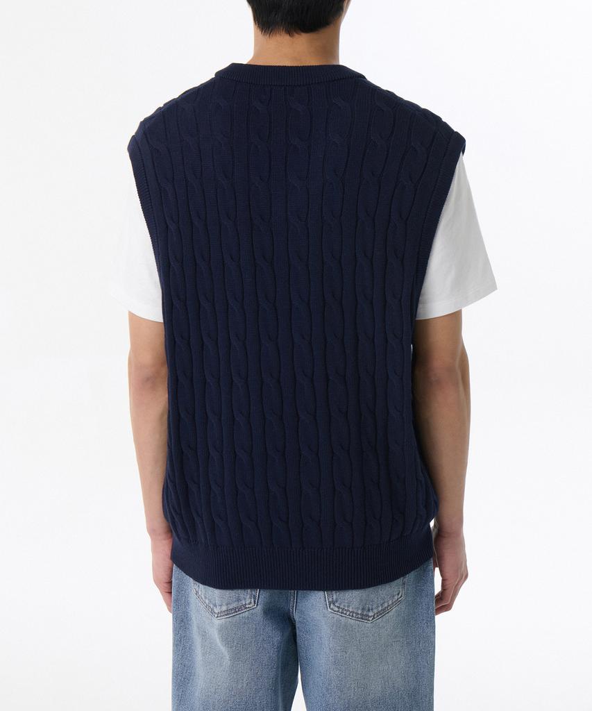 Musinsa Standard Cotton Cable V-Neck Knit Vest [Navy]
