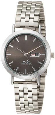 [Arias] Analog Amalfidia Watch Waterproof Day of the Week Date Metal Band Black Dial WW19040A-123 Women's Silver
