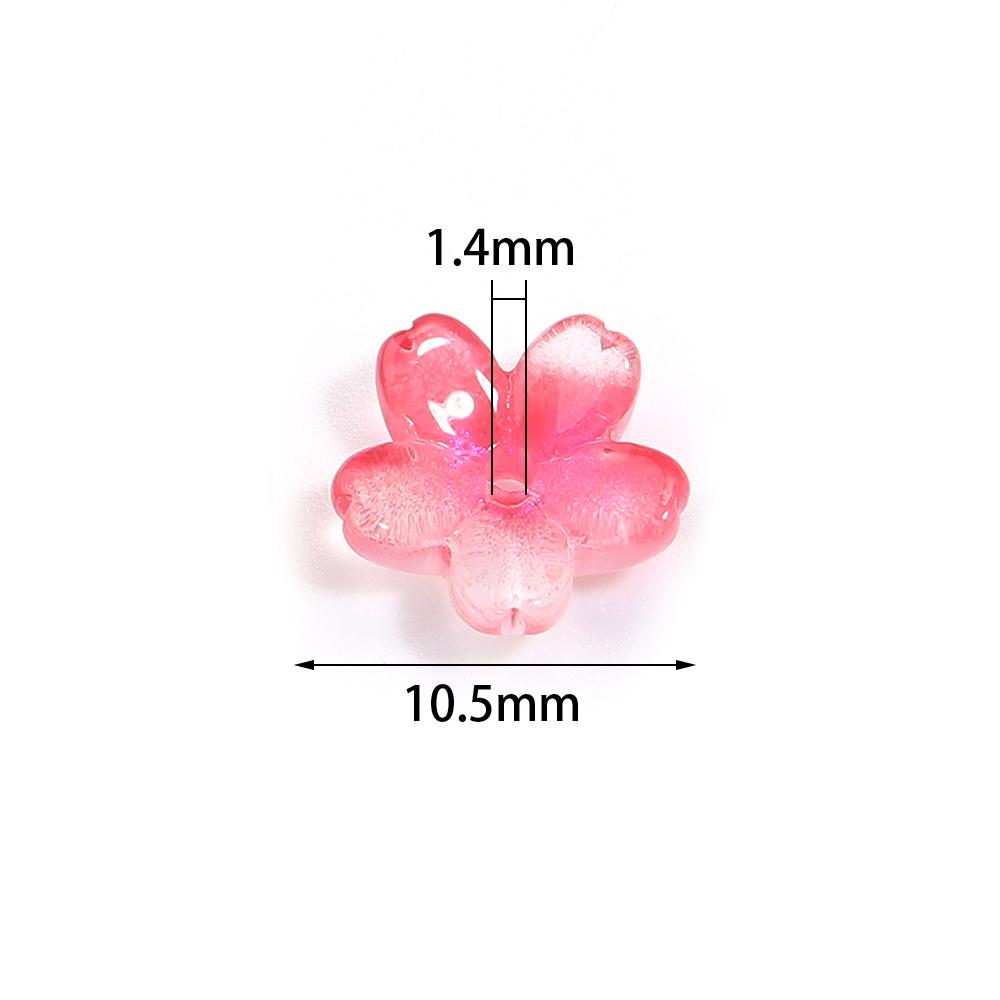 50pcs 10.5mm Cherry Blossom Lampwork Beads Colorful Glass Loose Bead For Jewelry Making DIY Crafts Bracelet Necklace Accessories
