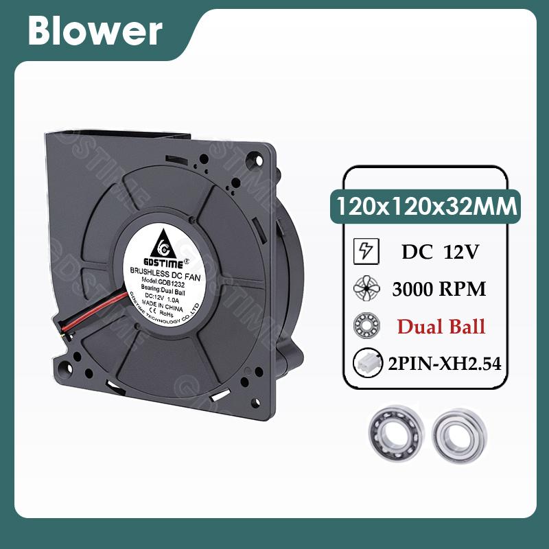 Gdstime 120MM Fan 24V DC Brushless Centrifugal Turbo Blower 120MM*32MM Dual Ball Cooler for BBQ Grill,Industrial Cooling