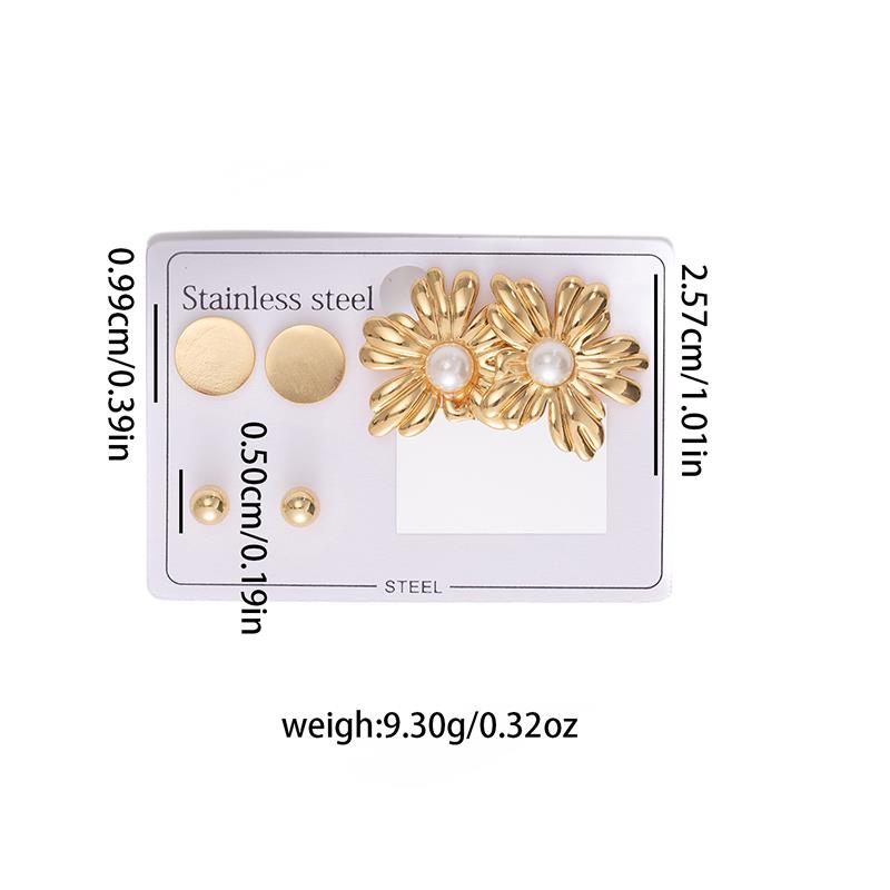 Stainless Steel Leaf Flower Zircon Heart Satr Earrings For Women Bohemia Vintage French Jewelry Gifts Wholesale