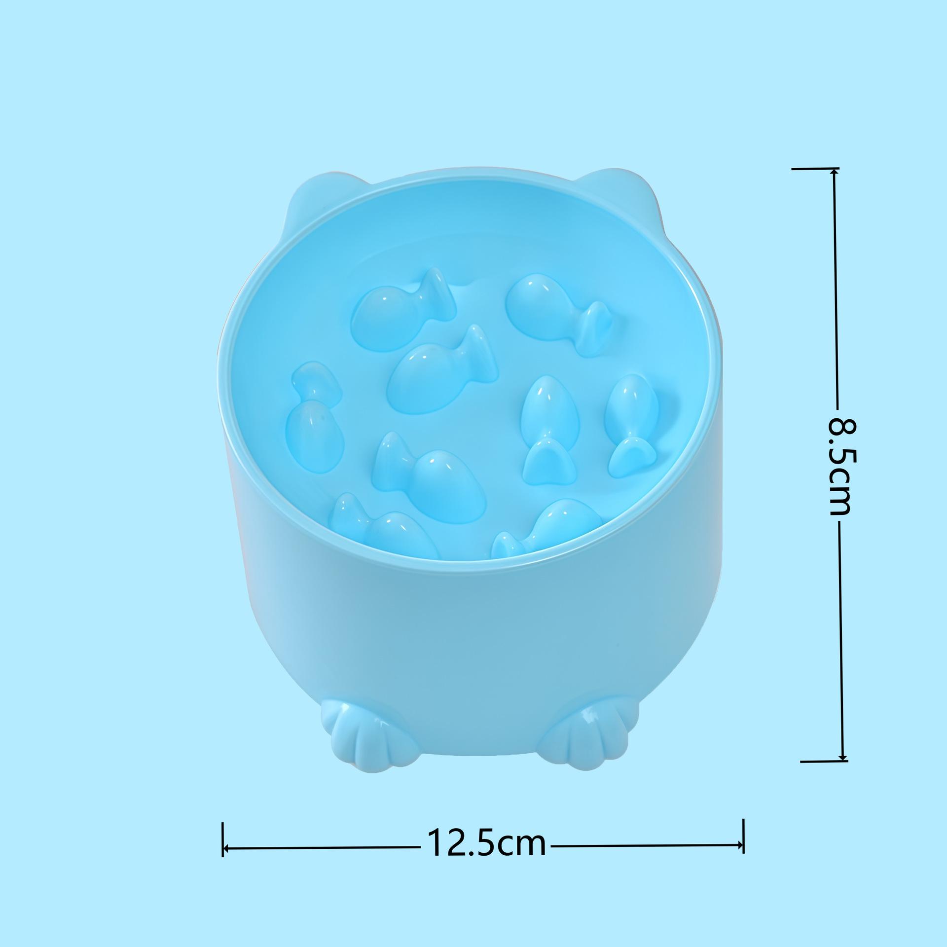 Cross-Border Exclusive High-Leg Cat Food Bowl - Anti-Choke Slow Feeder, Multiple Colors, Plastic. 12.5*8.5cm (No Packaging)