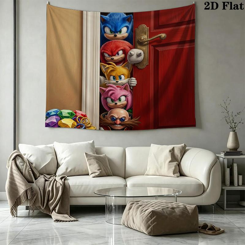 Sonic Hedgehog Wall Tapestry Aesthetic Wall Hanging Printed Fabric Blanket Decorative Tapestries For Bedroom Living Room Home Decor