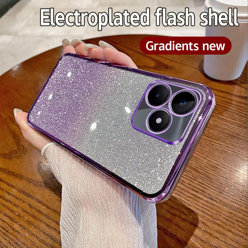 

Для OPPO Realme C63 Чехол Realme C61 Narzo N63 Чехол для телефона Блестящий блестящий силиконовый объектив камеры Мягкая задняя крышка For Realme C63