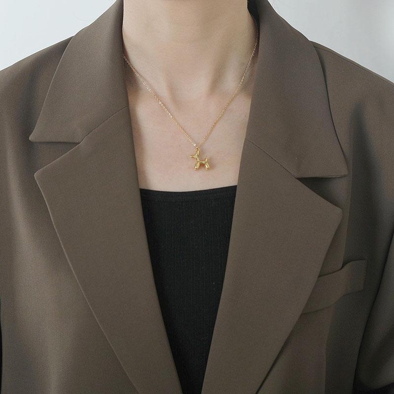 Silver Color Cute Animal Balloon Dog Necklaces Creative Pendant Clavicle Chain Necklace Ladies Girl Jewelry Dropshipping
