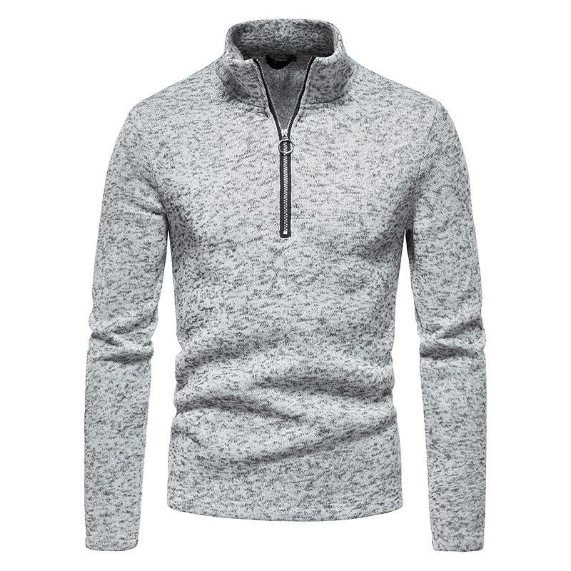Men's High Collar Solid Color Zipper Sweatshirt Jacket