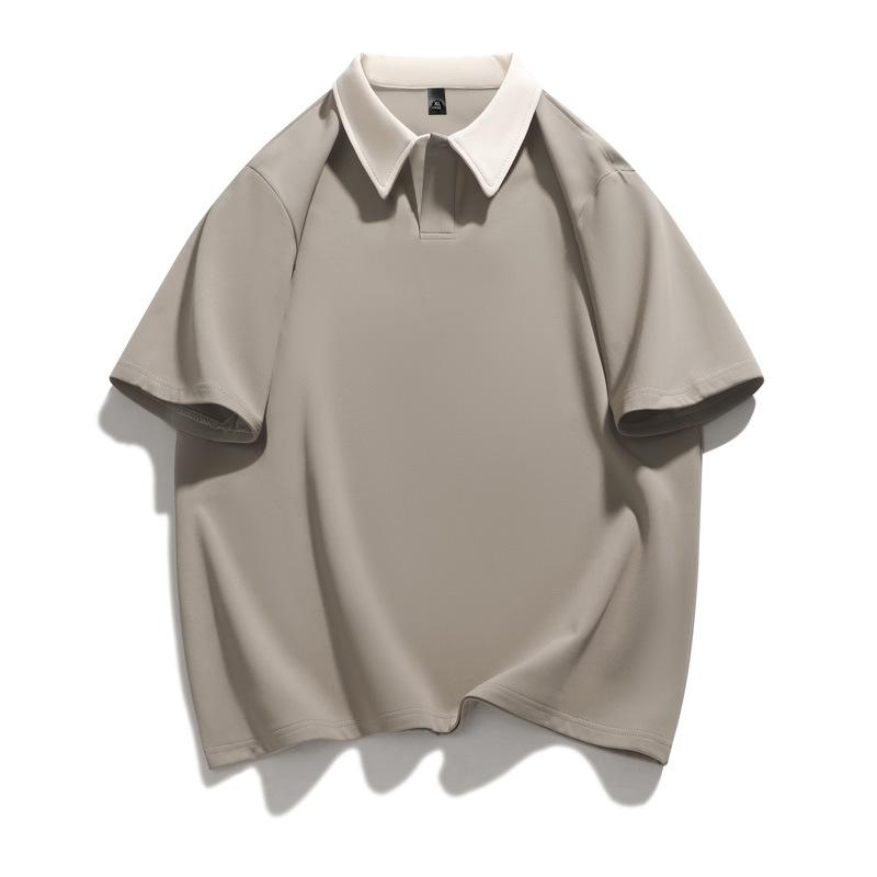

Мужская футболка-поло больших размеров M-8XL с коротким рукавом, топ с вставками, воротник, футболка с коротким рукавом, однотонная XXL мягкий абрикосового