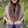 Damen Strickjacke der gehobenen Klasse: Herbst/Winter Umhang Schal mit breitem Fellkragen & Quaste