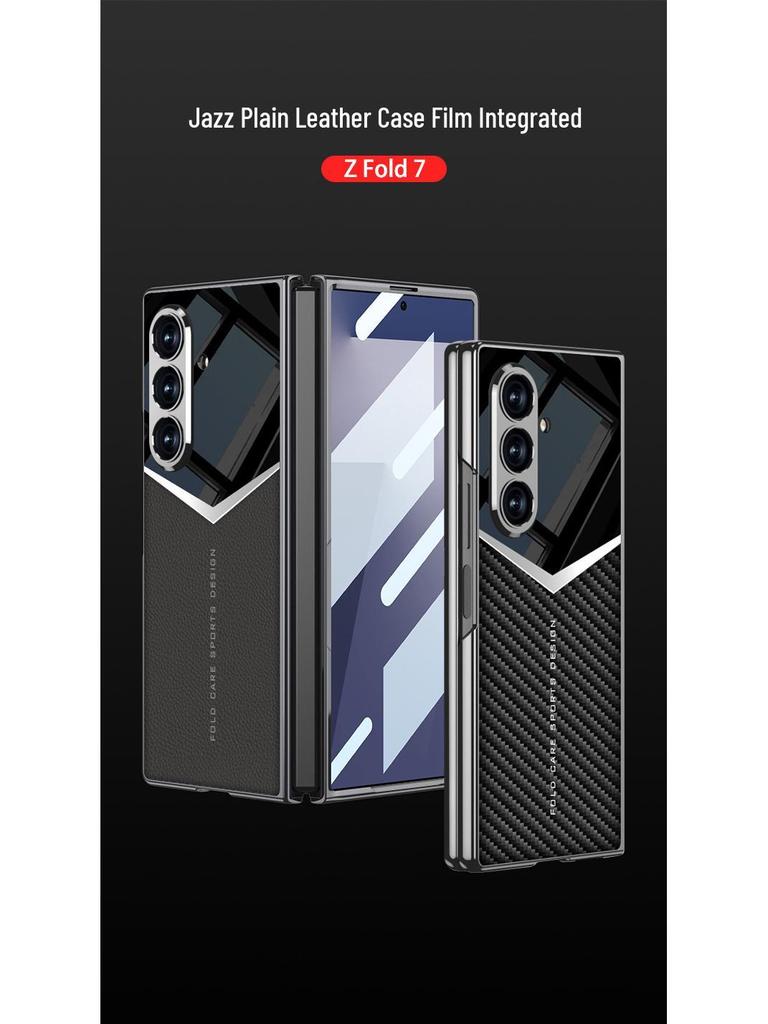 Samsung ZFold7 Electroplated Solid Color Leather Phone Case - Foldable Cover