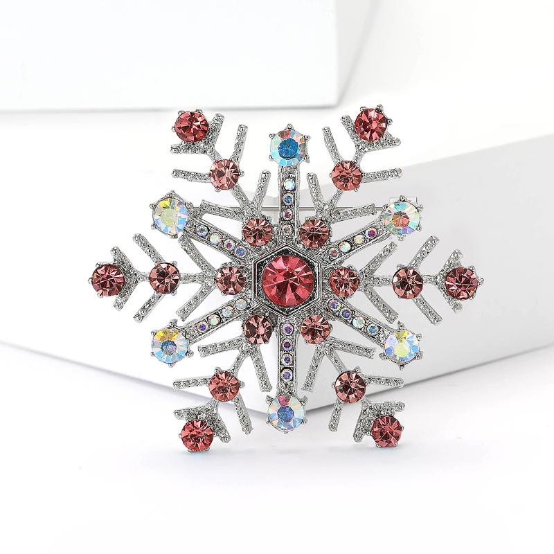 Fashion Luxury Rhinestone Snowflake Brooches For Women Clothing Coat Jewelry Accessories Gifts