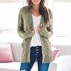 Womens Solid Color Cardigan Long Sleeve Pockets Open Front Knit Sweaters Coat