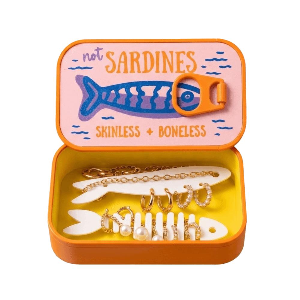 3D Printed Sardine Tin Jewelry Box Durable Fish Bone Jewelry Box Jewelry Display Organizer  Travel