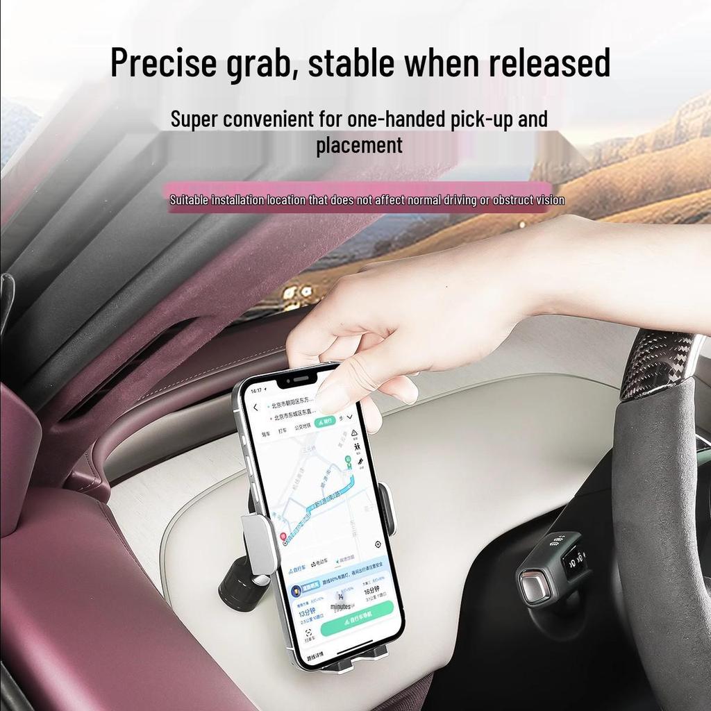 Solar-Powered Electric Clamp Phone Holder for Xiaomi SU7 - Car Interior Accessory with Navigation and Stabilization.