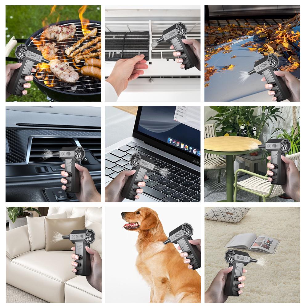 130000RPM Type-C Charging Blowing Snow Portable 5 Outlet Nozzles Car Fan Car Accessories Electric Air Duster Turbo Jet Fan Cleaning Blower Tool