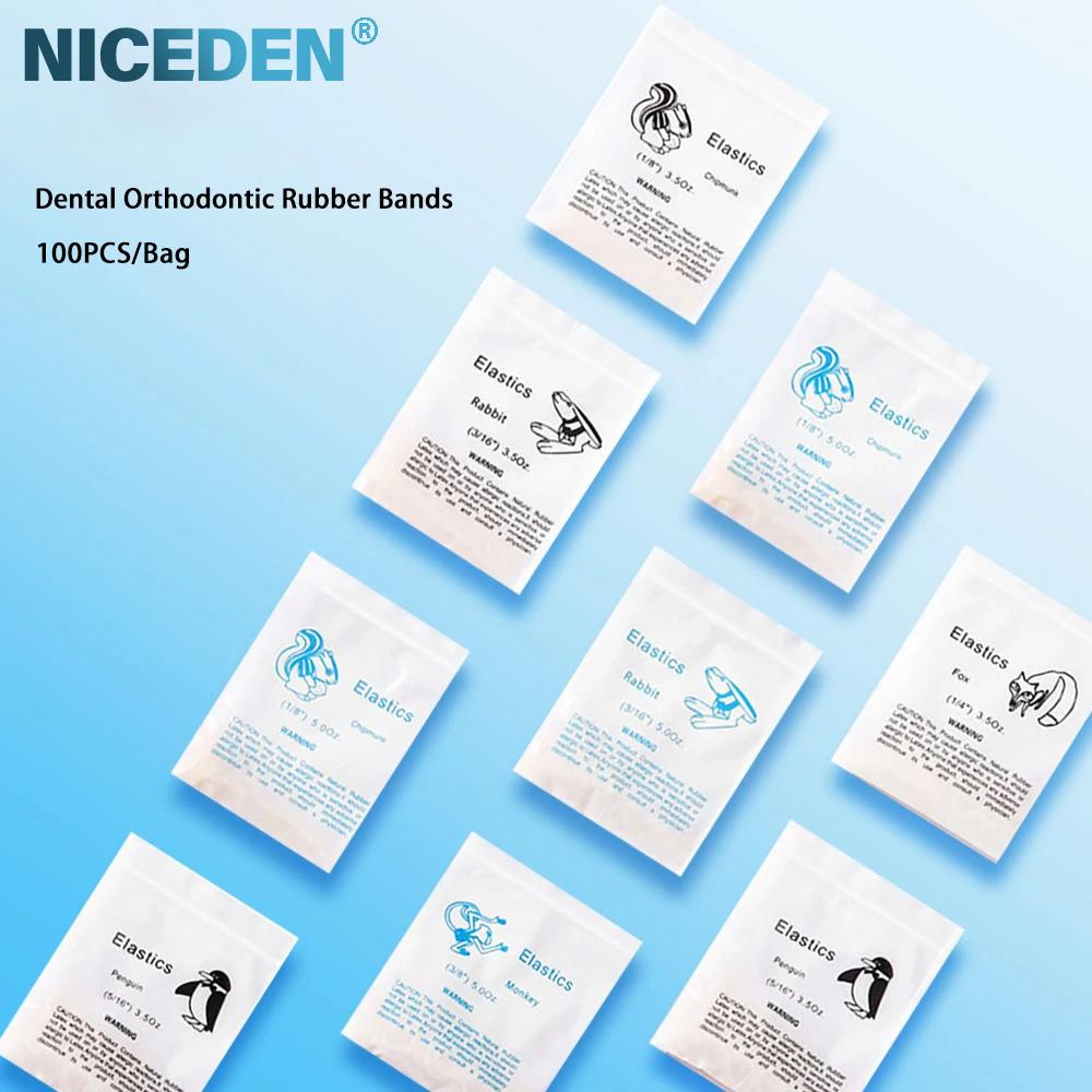 Niceden 100pcs/Box Dental Orthodontic Rubber Bands Elastics Latex Braces 6.5OZ 3.5OZ 1/8 3/16 1/4 4 Sizes/forces