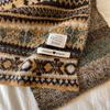 Retro Fair Isle Color Block Woolen Knit Scarf - Unisex Winter Fashion Snood