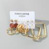 Women's Earrings Set 6 Pairs Assorted Gold Hoop Studs Ear Cuffs Pearl Drop Geometric Statement Party Jewelry