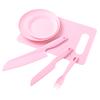 Children Plastic Kitchen Knife and Fruit Knife Educational Set with Cutting Board Plate and Fork for Safe Food Preparation