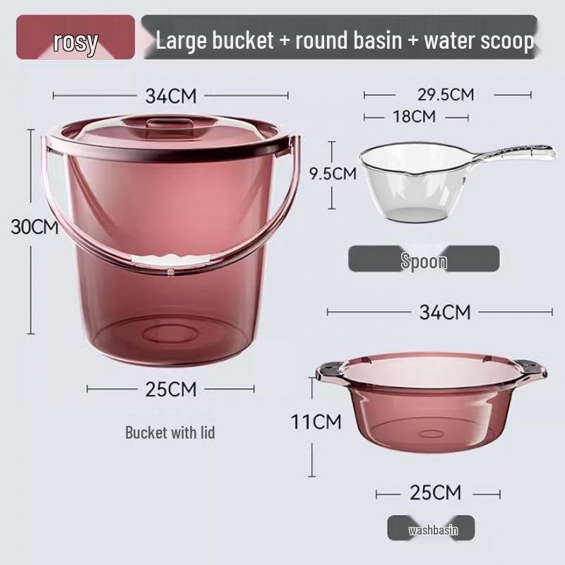 Förtjockad Transparent Plasttunna med Lock: Hushållsvattenförvaring, Tvätt- och Studentrums-användning