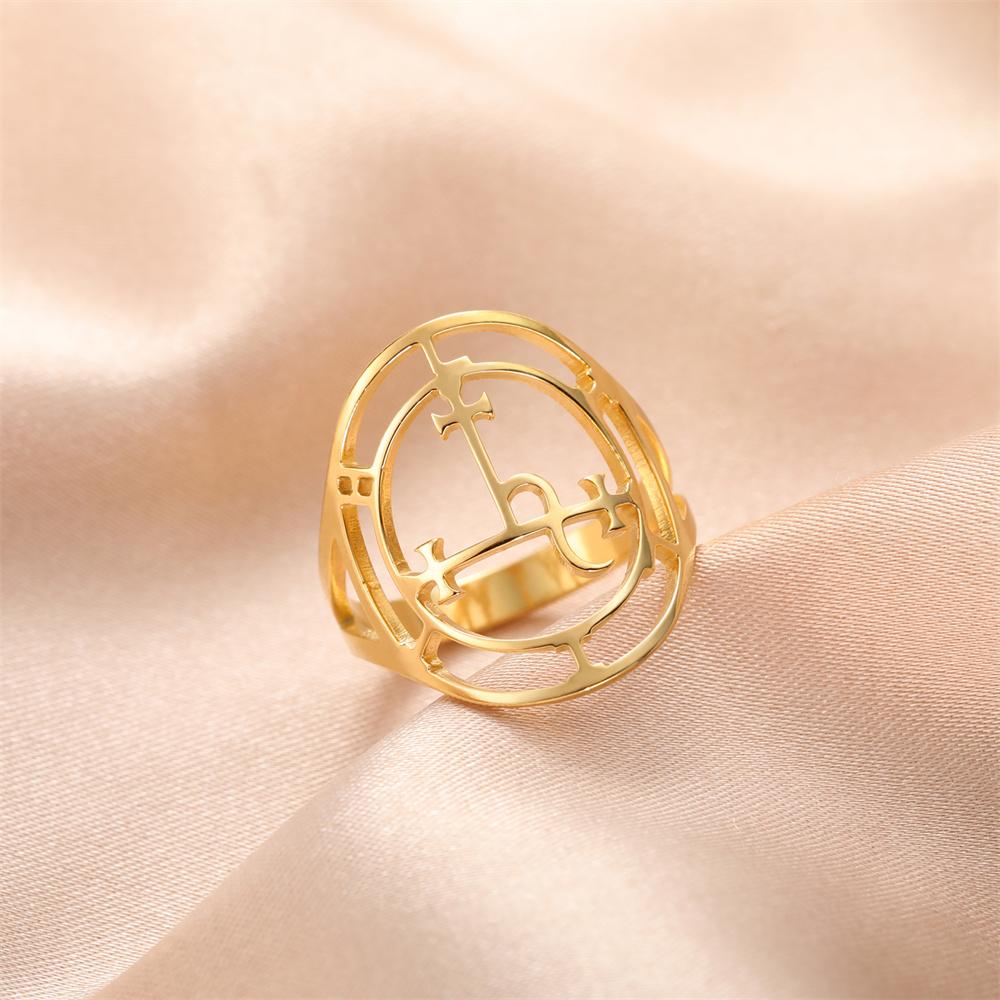  Fashion Sigil of Lilith Ring for Woman Stainless Steel Demon Seal Geometric Ring Solomon Magic Protection Amulet Jewelry
