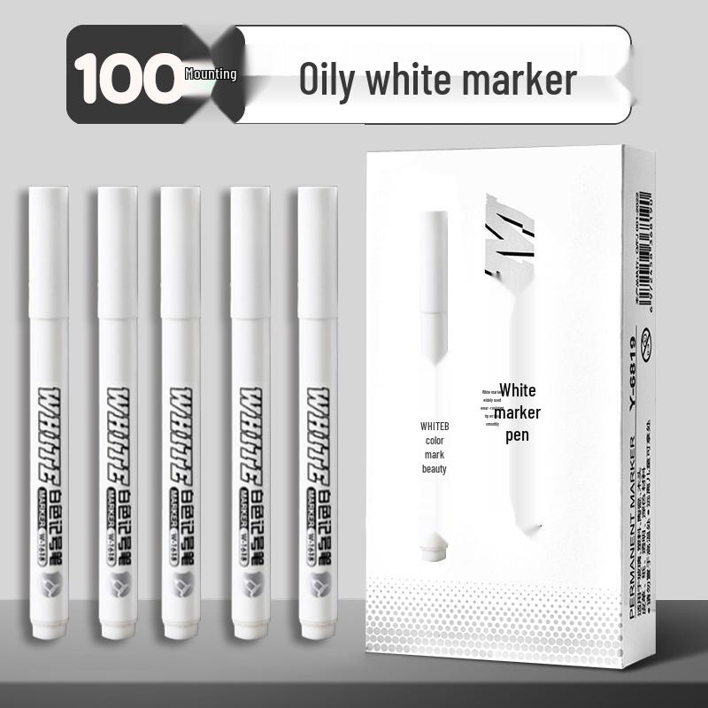 White Waterproof Quick-Dry Oil-Based Tire Marker Pen, Fade-Resistant Fine and Broad Points for Labeling.