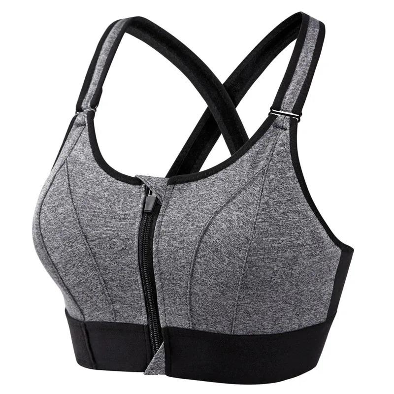 Reggiseni Sportivi da Donna Leggings Top Corto Gilet Cerniera Frontale Taglia Plus Spalline Regolabili Antiurto Palestra Fitness Atletico Reggiseno