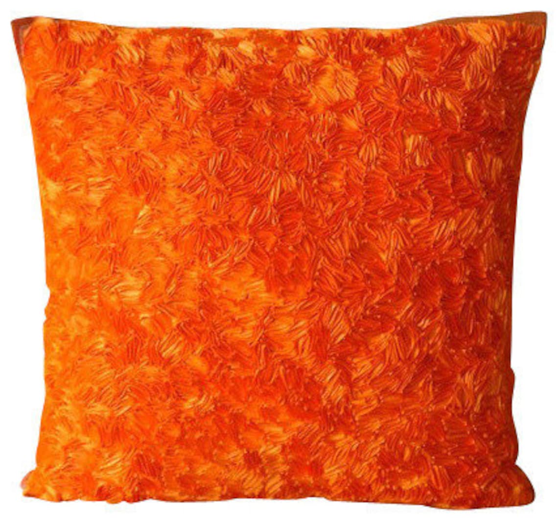 

Наволочка HomeCentric Throw Orange Accent Pillows Лента Текстурированная подушка Обложка Art Silk Pillows Halloween Decorations-Orange Peel