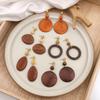 European Retro Geometric Raffia Earrings: Vacation-Style Wooden Hollow Long Accessories for Women