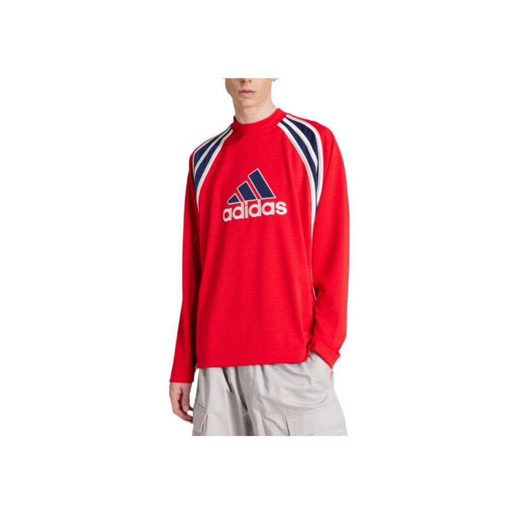 Adidas Originals Comfortable Fashionable Simple Versatile Long Sleeve Breathable T-Shirt Men Tops Light-Crimson JD5376