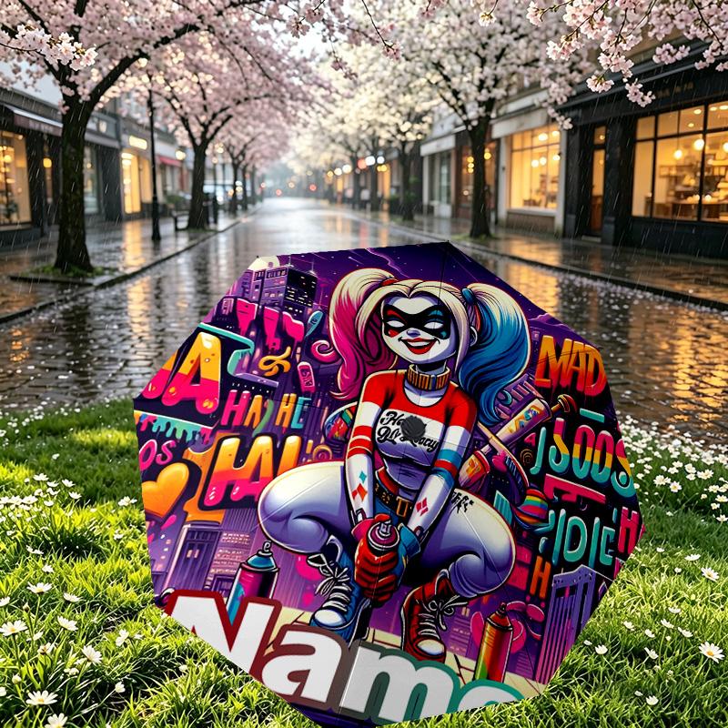 Custom Name Personalized Superhero Print Umbrella, Auto Open Close, 8‑Rib Sturdy Frame, Commute Camping Hiking Use, Birthday Gift