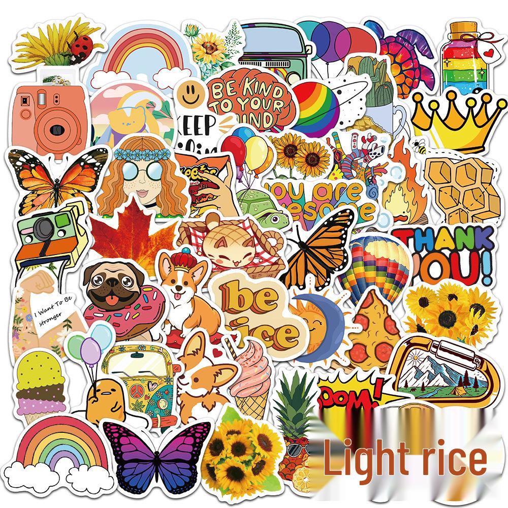 50 Purple Cartoon Graffiti Stickers for Suitcase, Water Bottle, Skateboard, Refrigerator - Waterproof and Mixable Decals