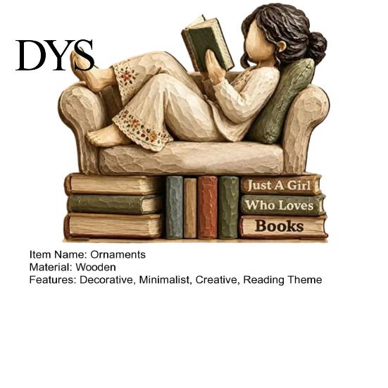 Graduation Gifts for Students Wooden Reading Figurine Ornament, 2D Flat Decorative Signs Book Lovers, Birthday Presents Librarians Literary Decoration