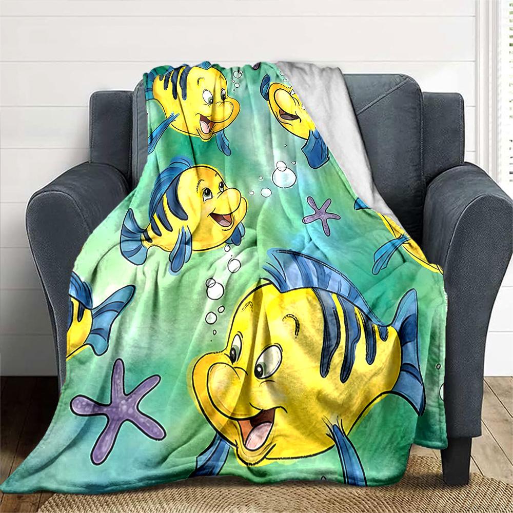 Underwater Fish Friends Flannel Blanket Super Soft Warm Cozy Blanket For Sofa Bed Office Travel Allseason Home Decor Gift