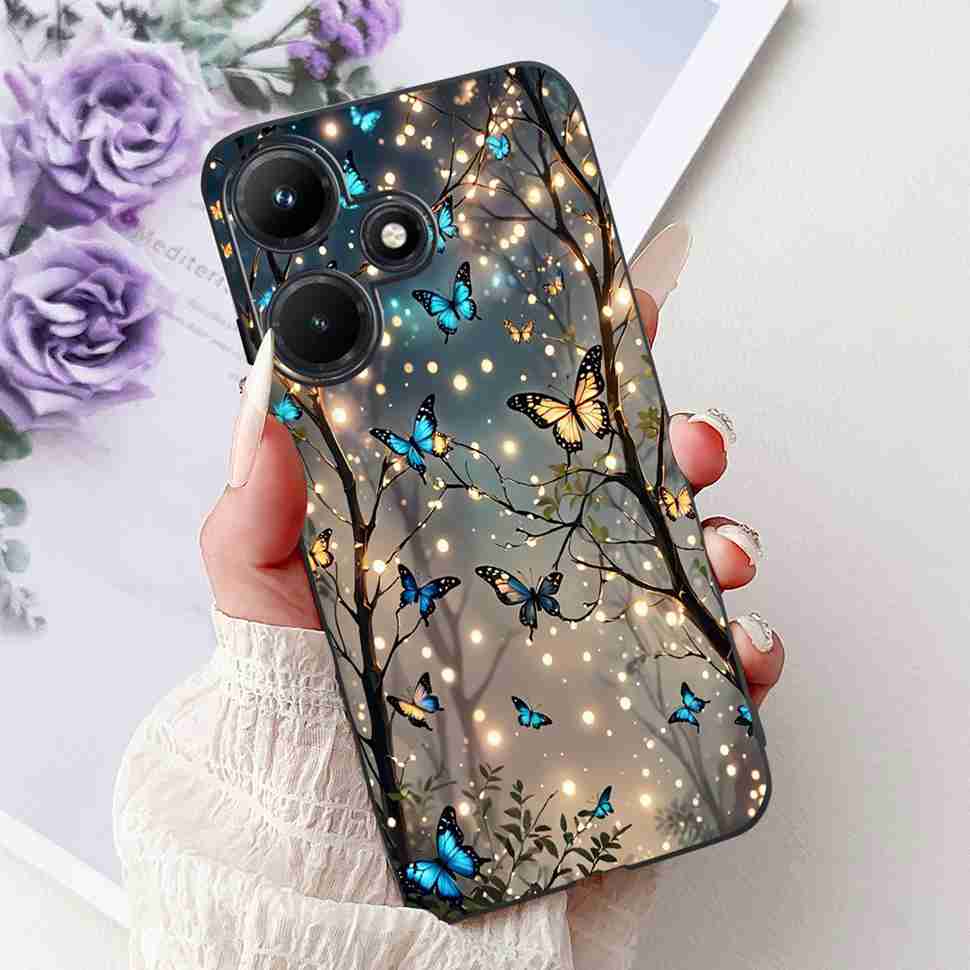 For Infinix Hot 30i 6.56" Case Tiger Luxury Flower Butterfly Silicone Soft Black Cover For Infinix Hot30i 30I X669C Phone Cases