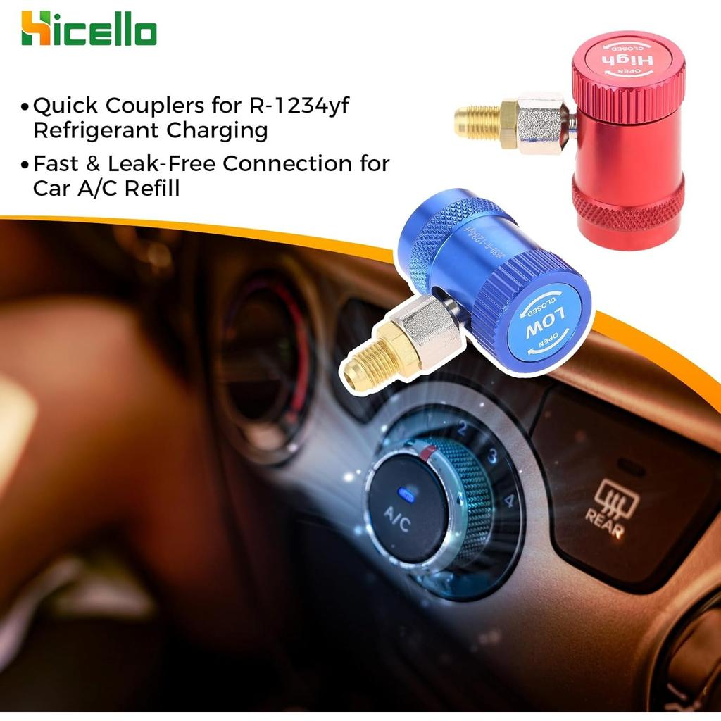 Adapter Refrigerant Quick Couplers 1/4" Male Port High/Low Side Adapter Manual Couplers Car Air Tool Set A/C Refrigerants Manifold Gauge Hose Air Con