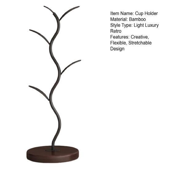 Bambusový držák na hrnky ve tvaru stromu, úložná police na hrnky, kreativní roztahovací držák na klíče, organizér do domácnosti, kuchyně, vstupní chodby